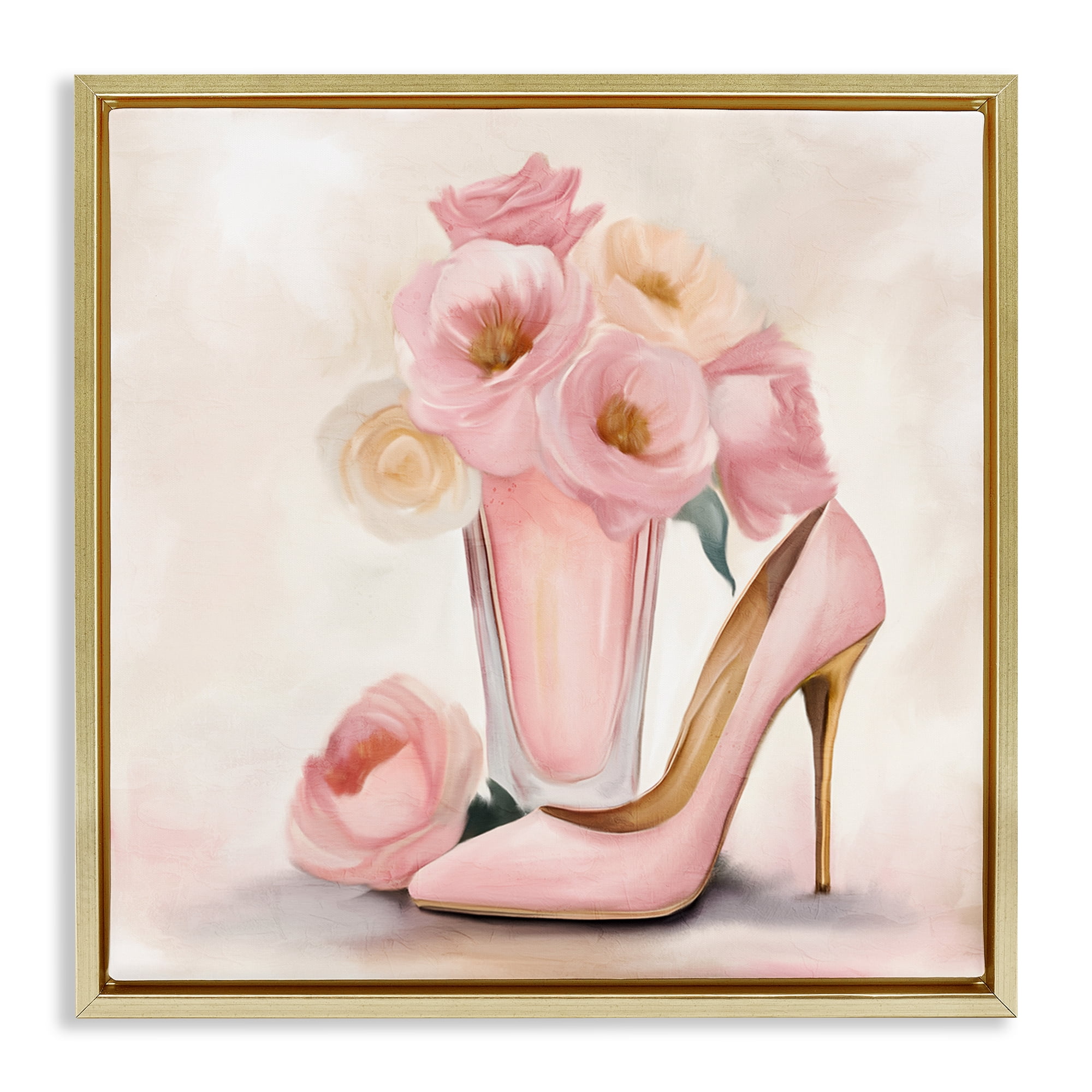 Stupell Industries Pink Beauty Bouquet Gold Framed Floater Canvas Wall Art, design by Kim Allen