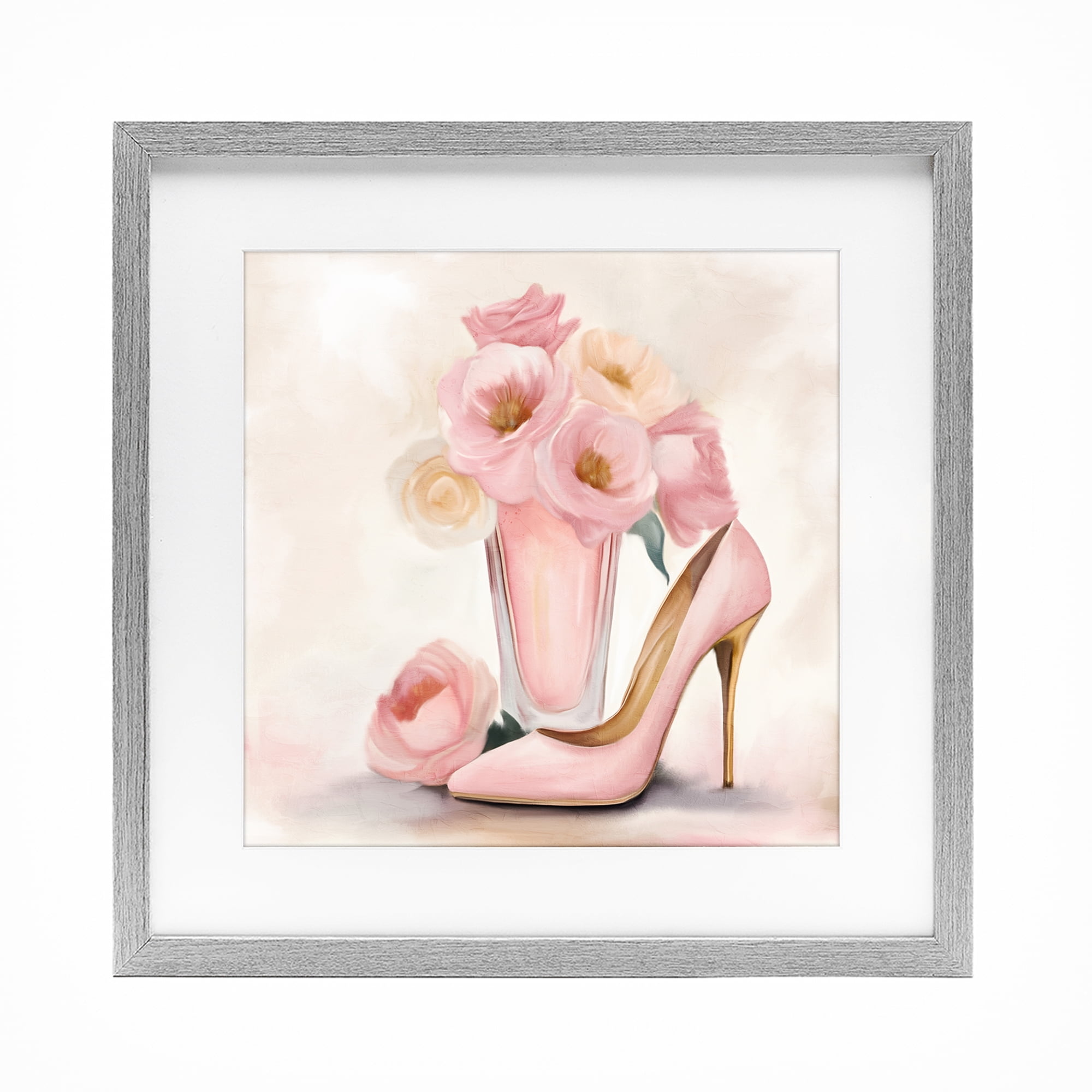 Stupell Industries Pink Beauty Bouquet Gray Framed Print Under Glass, design by Kim Allen