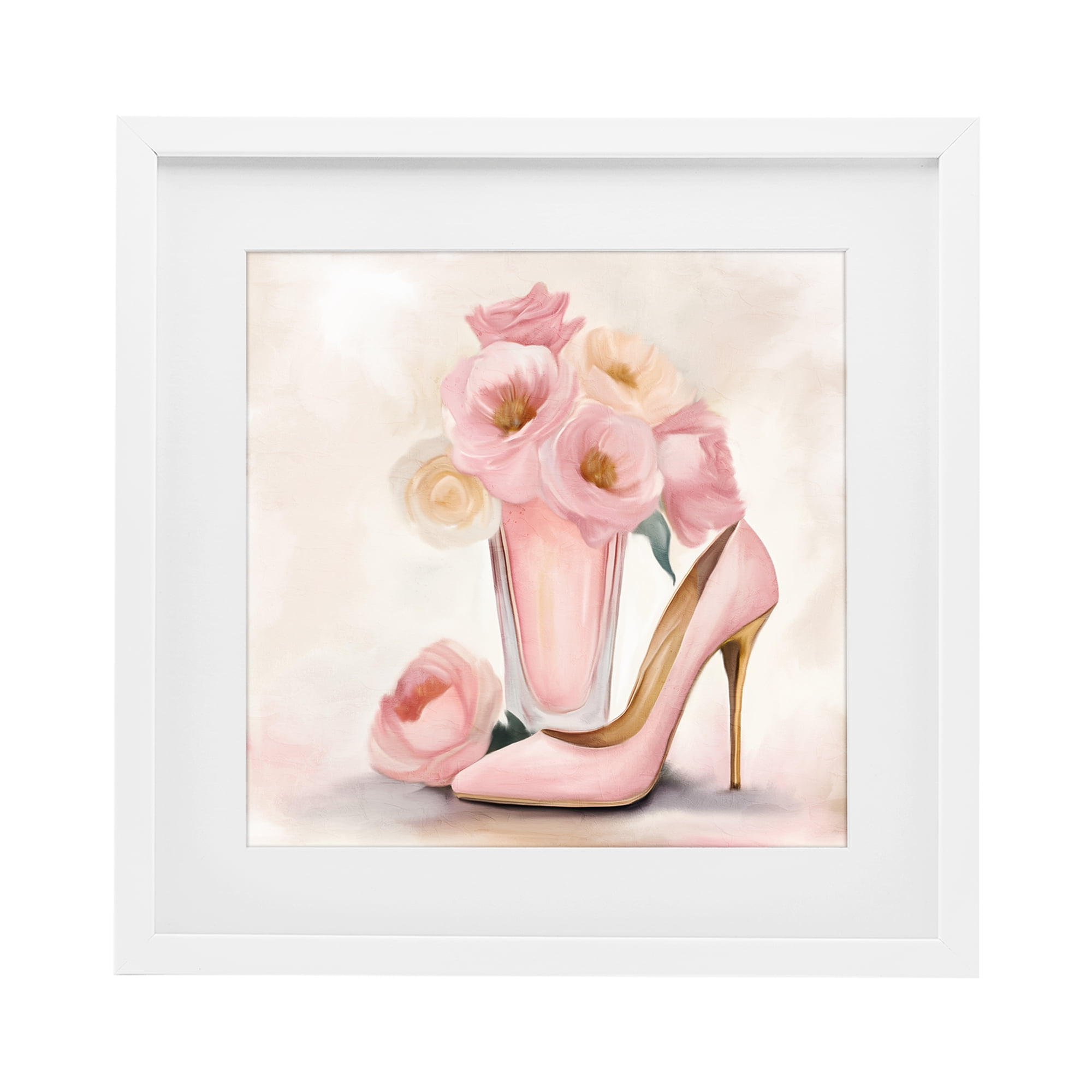 Stupell Industries Pink Beauty Bouquet White Framed Print Under Glass, design by Kim Allen