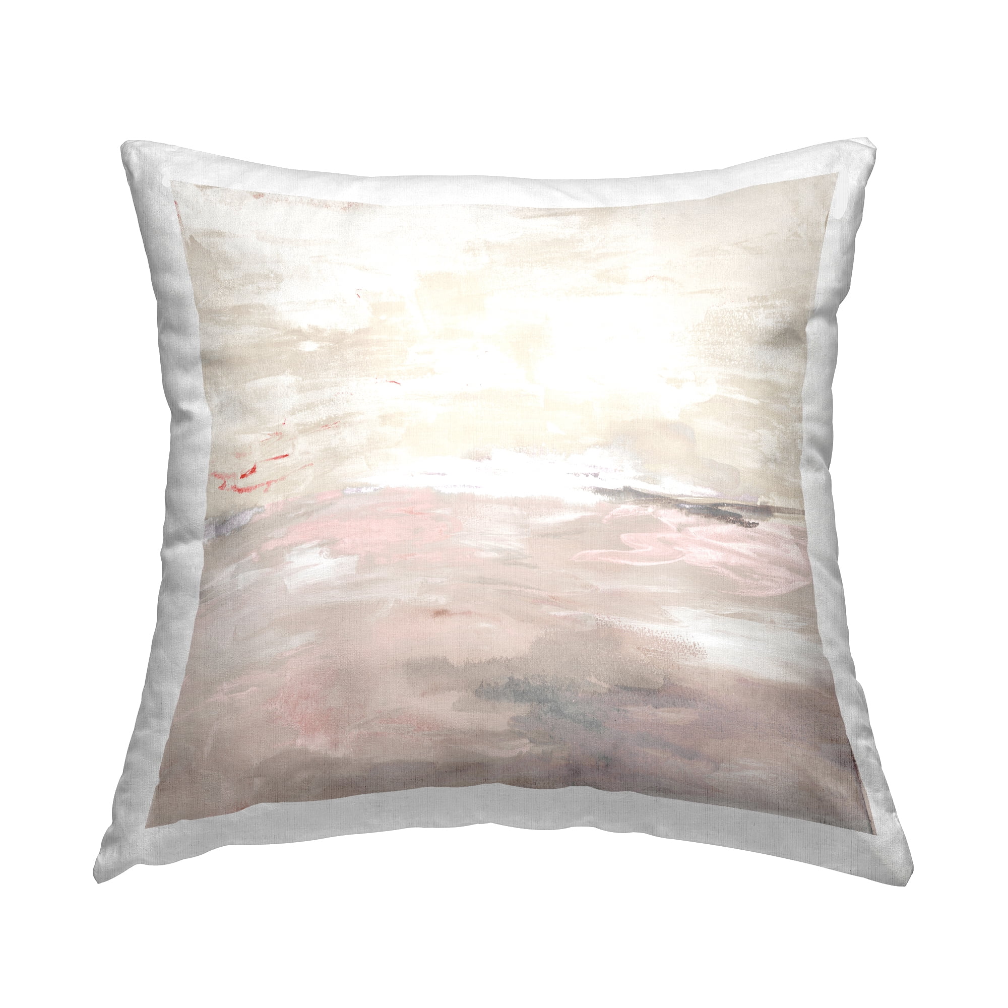 Stupell Industries Pink & Beige Abstract Square Decorative Printed Throw Pillow, 18 x 18