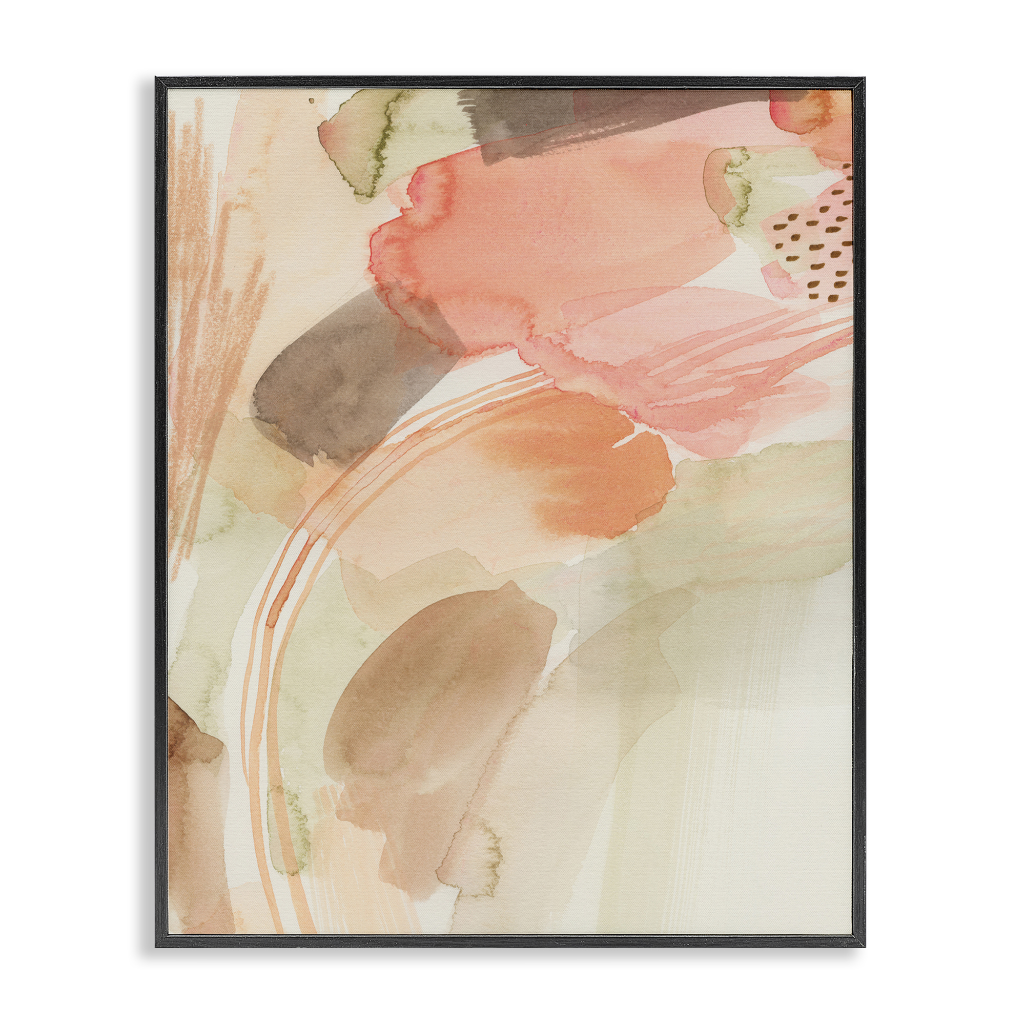 Stupell Industries Pink & Beige Abstraction Abstract Painting Black Framed Art Print Wall Art, 24 x 30