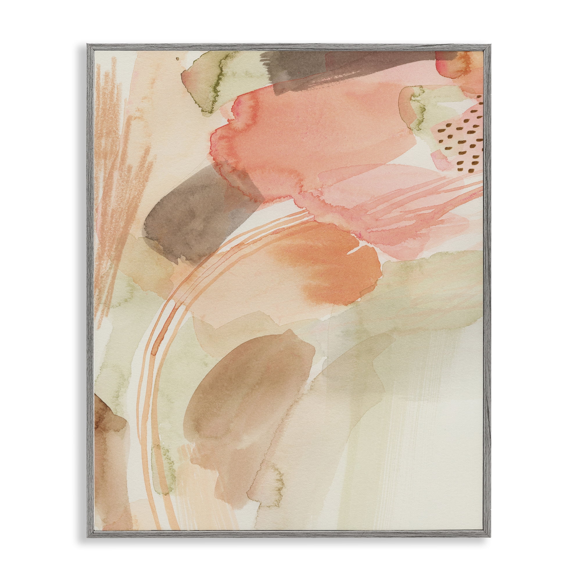 Stupell Industries Pink & Beige Abstraction Abstract Painting Gray Framed Art Print Wall Art, 16 x 20