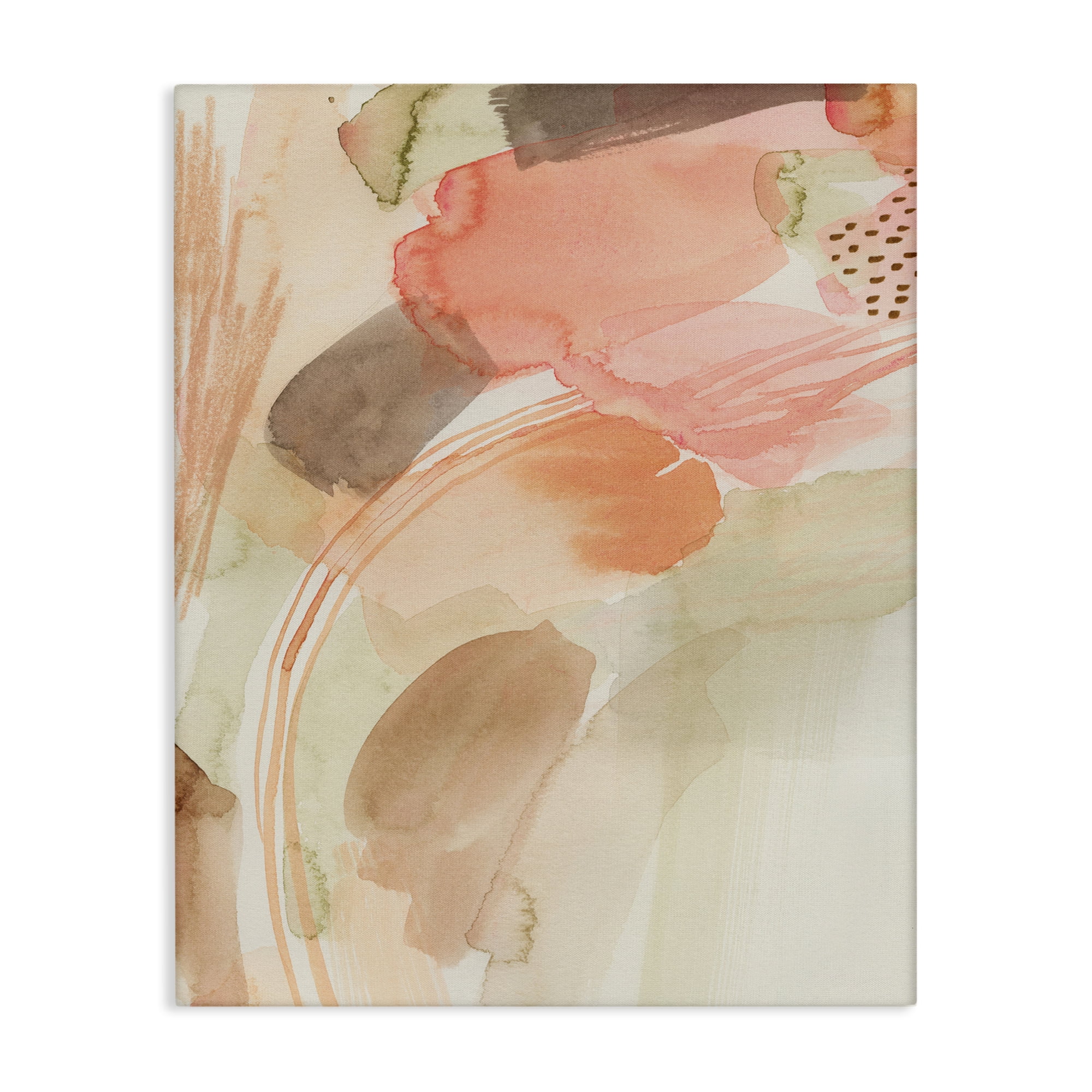Stupell Industries Pink & Beige Abstraction Abstract Painting Wrapped Canvas Art Print Wall Art, 16 x 20