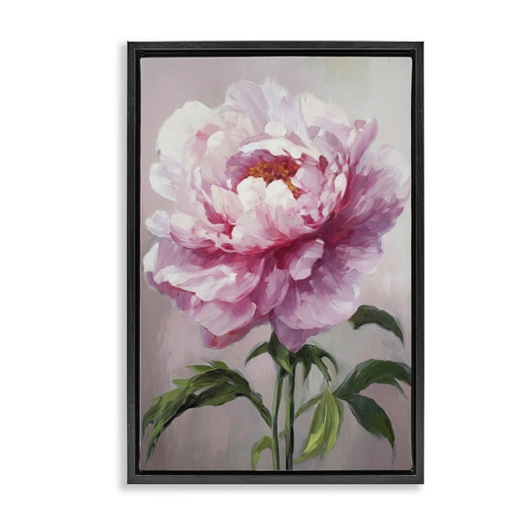 Stupell Industries Pink Blooming Floral Botanical & Floral Painting Black Floater Framed Art Print Wall Art, 17 x 25