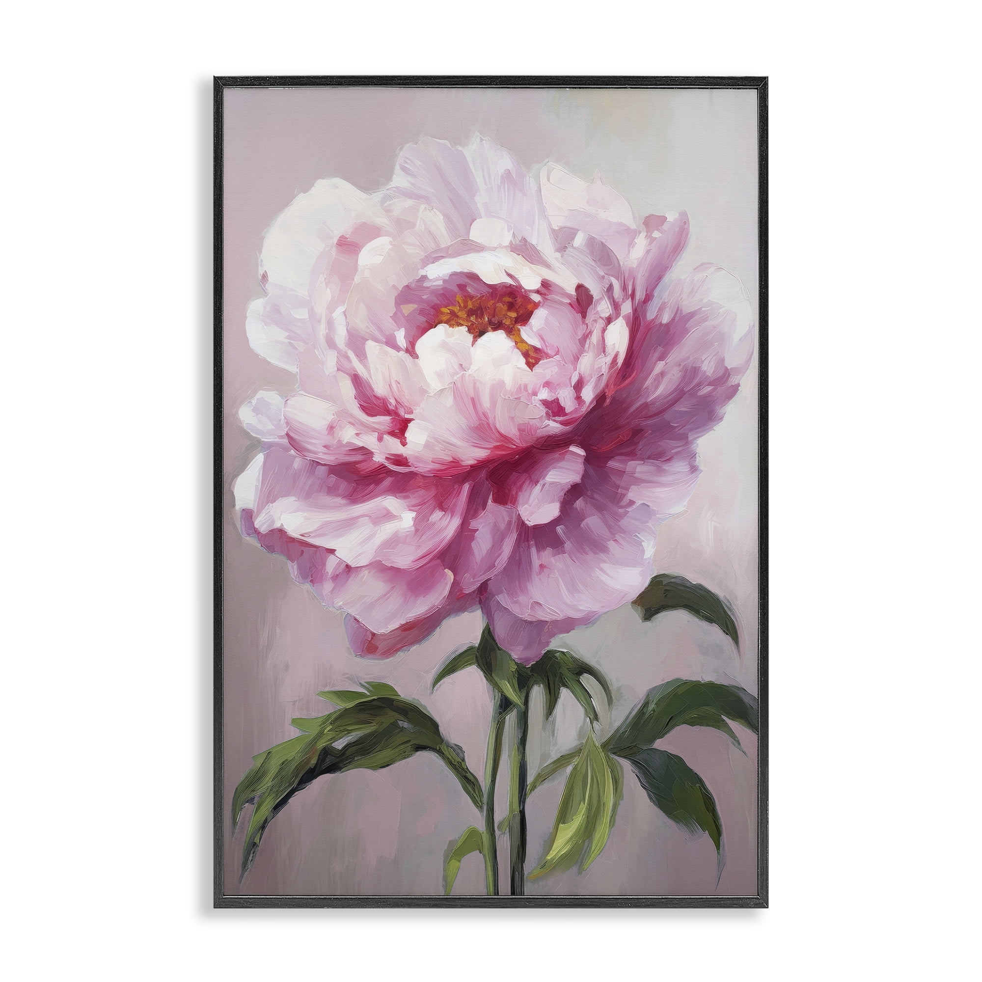 Stupell Industries Pink Blooming Floral Botanical & Floral Painting Black Framed Art Print Wall Art, 12 x 18