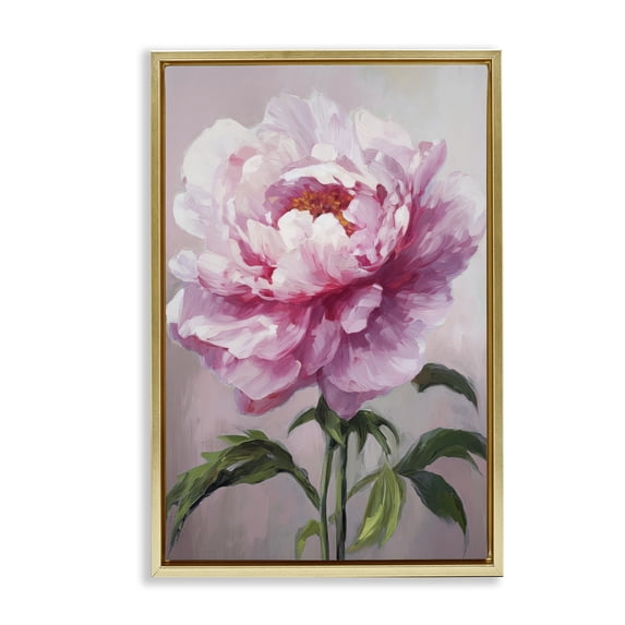 Stupell Industries Cottage Pink Blooming Floral Gold Floating Frame Canvas Art, 17 x 25, by Petals Prints Design