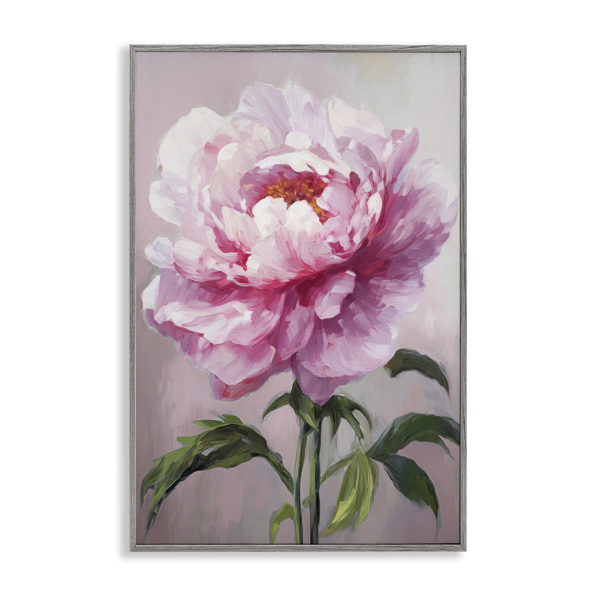 Stupell Industries Pink Blooming Floral Botanical & Floral Painting Gray Framed Art Print Wall Art, 20 x 30