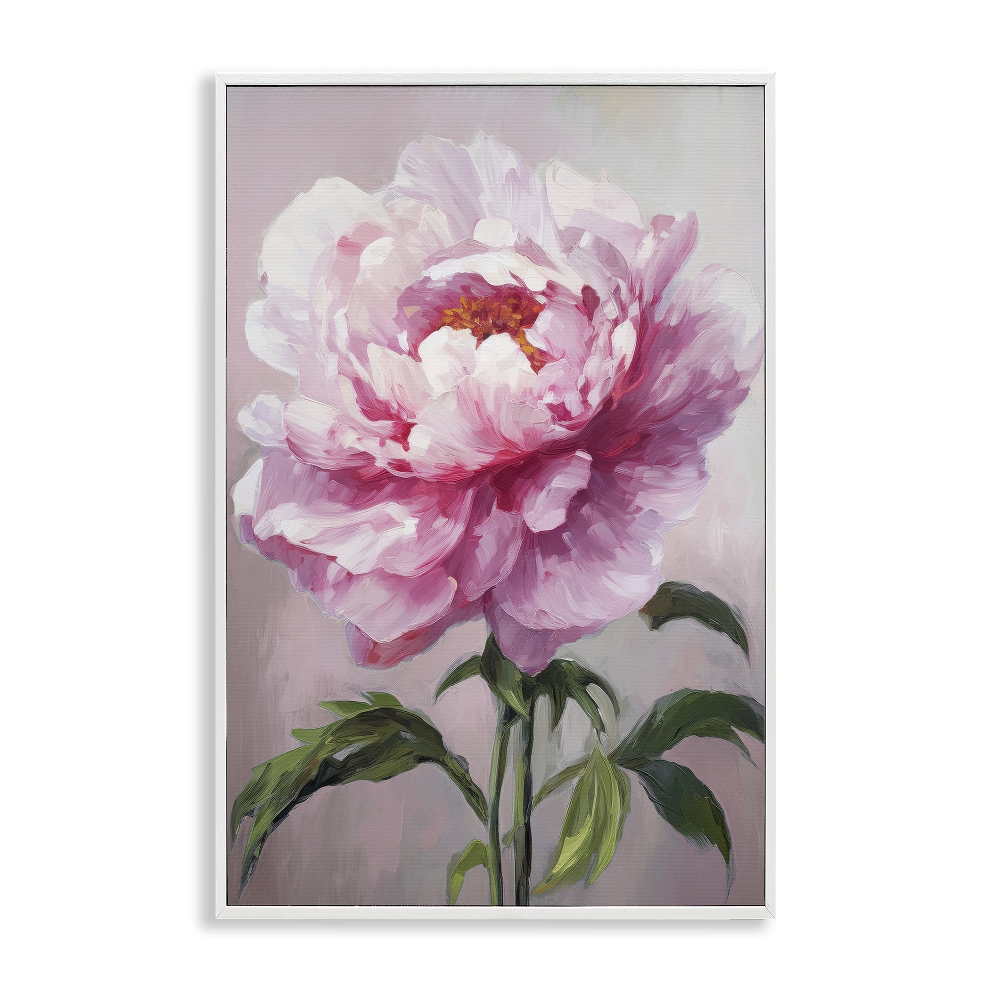 Stupell Industries Pink Blooming Floral Botanical & Floral Painting White Framed Art Print Wall Art, 12 x 18