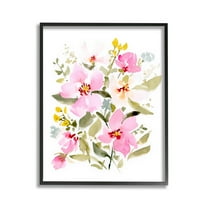 Stupell Industries Pink Blossom Pattern Botanical & Floral Painting Black Framed Art Print Wall Art, 11 x 14