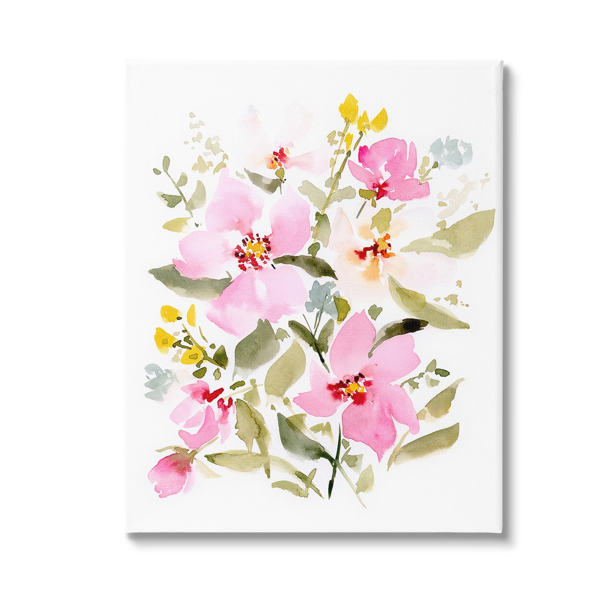 Stupell Industries Pink Blossom Pattern Botanical & Floral Painting Gallery Wrapped Canvas Art Print Wall Art, 36 x 48