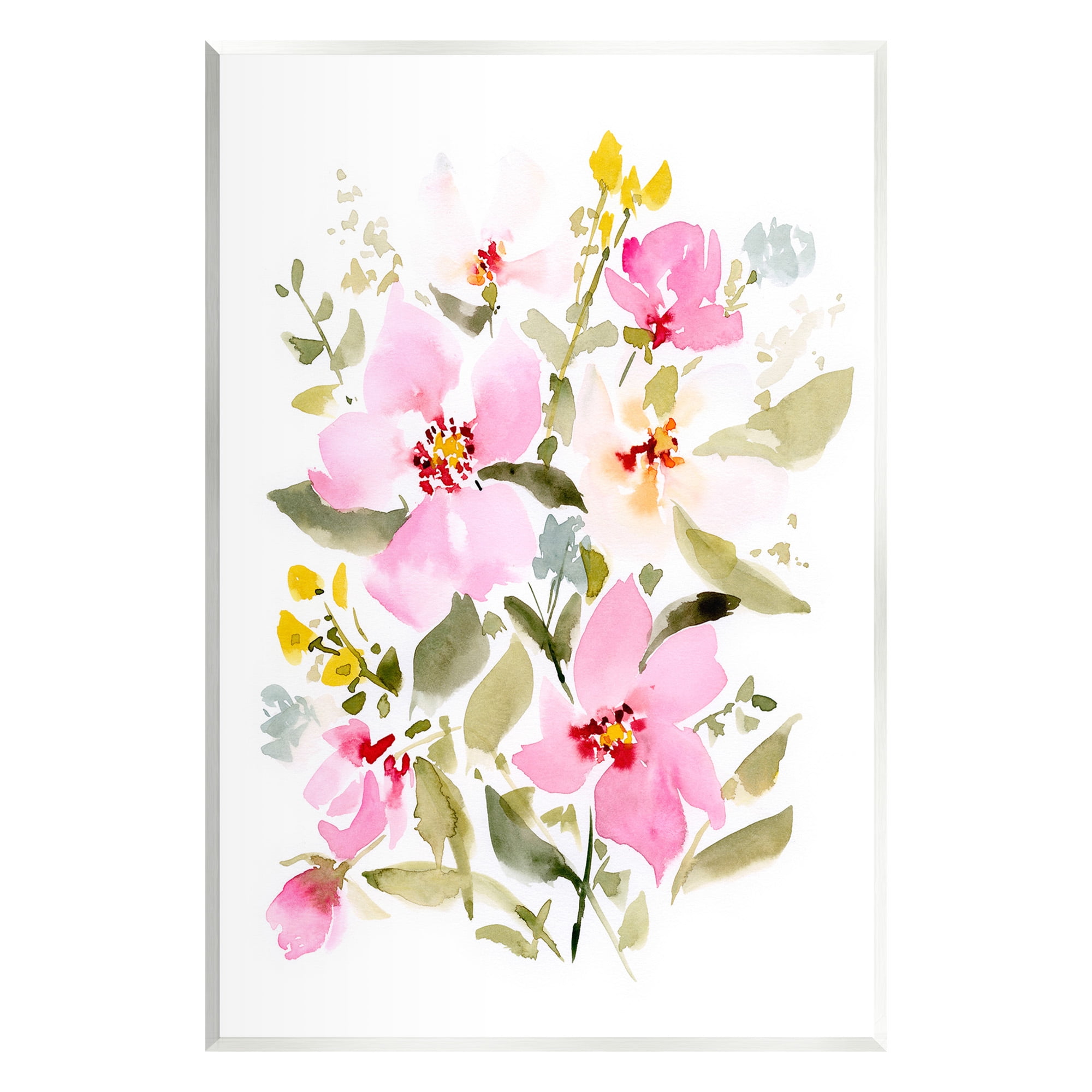Stupell Industries Pink Blossom Pattern Botanical & Floral Painting Unframed Art Print Wall Art, 13 x 19