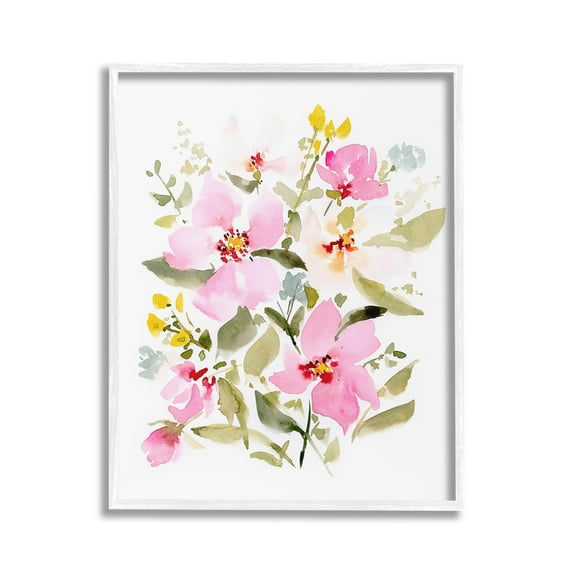 Stupell Industries Pink Blossom Pattern Botanical & Floral Painting White Framed Art Print Wall Art, 16 x 20