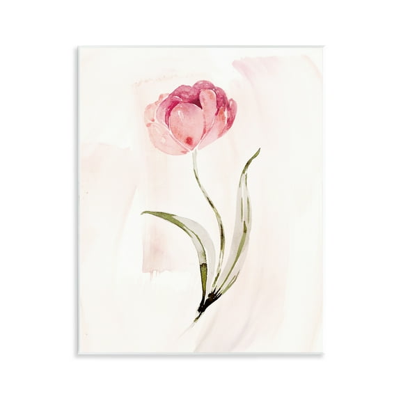 Stupell Industries Pink Blossom with Leaves Floral Painting Unframed Art Print Wall Art, 11 x 14