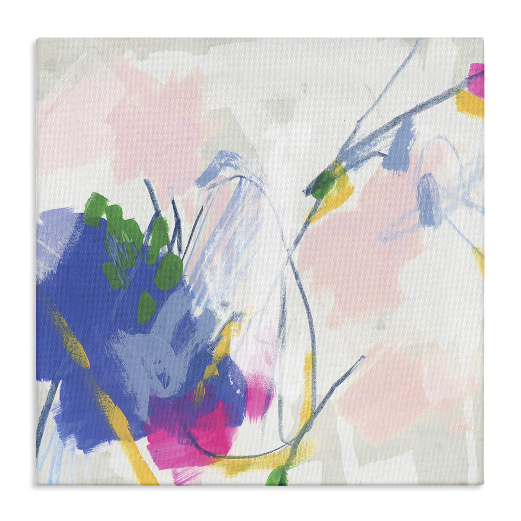Stupell Industries Pink & Blue Abstraction Abstract Painting Gallery Wrapped Canvas Art Print Wall Art, 17 x 17