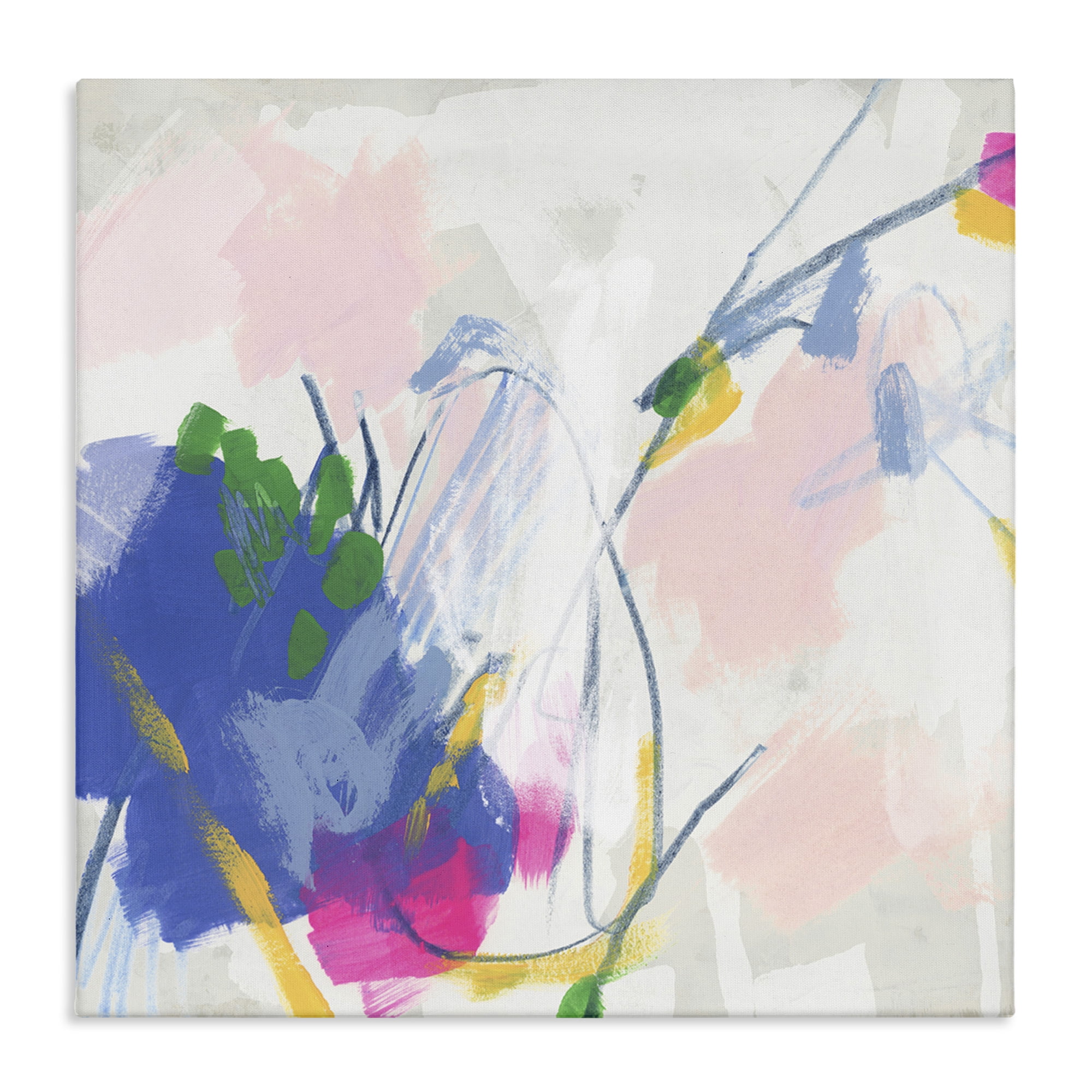 Stupell Industries Pink & Blue Abstraction Abstract Painting Gallery Wrapped Canvas Art Print Wall Art, 30 x 30