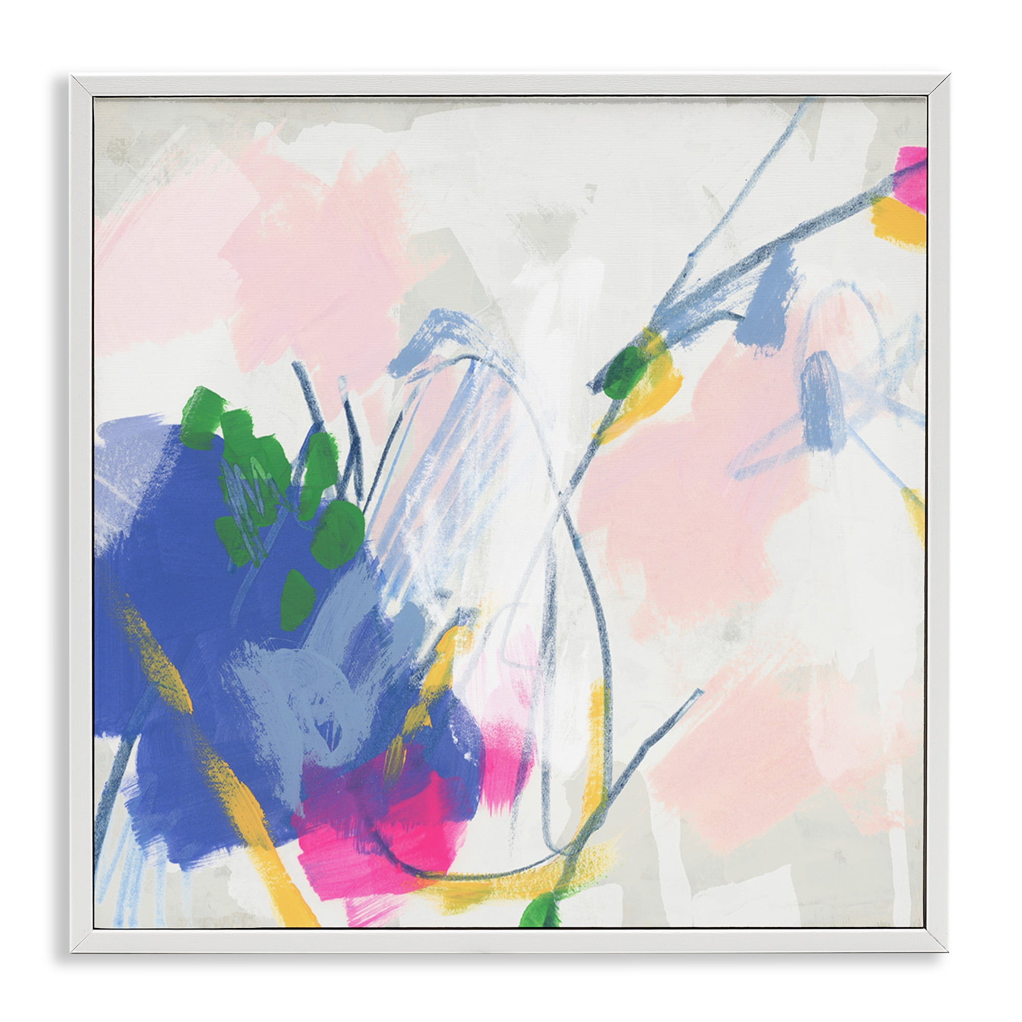 Stupell Industries Pink & Blue Abstraction Abstract Painting White Framed Art Print Wall Art, 12 x 12