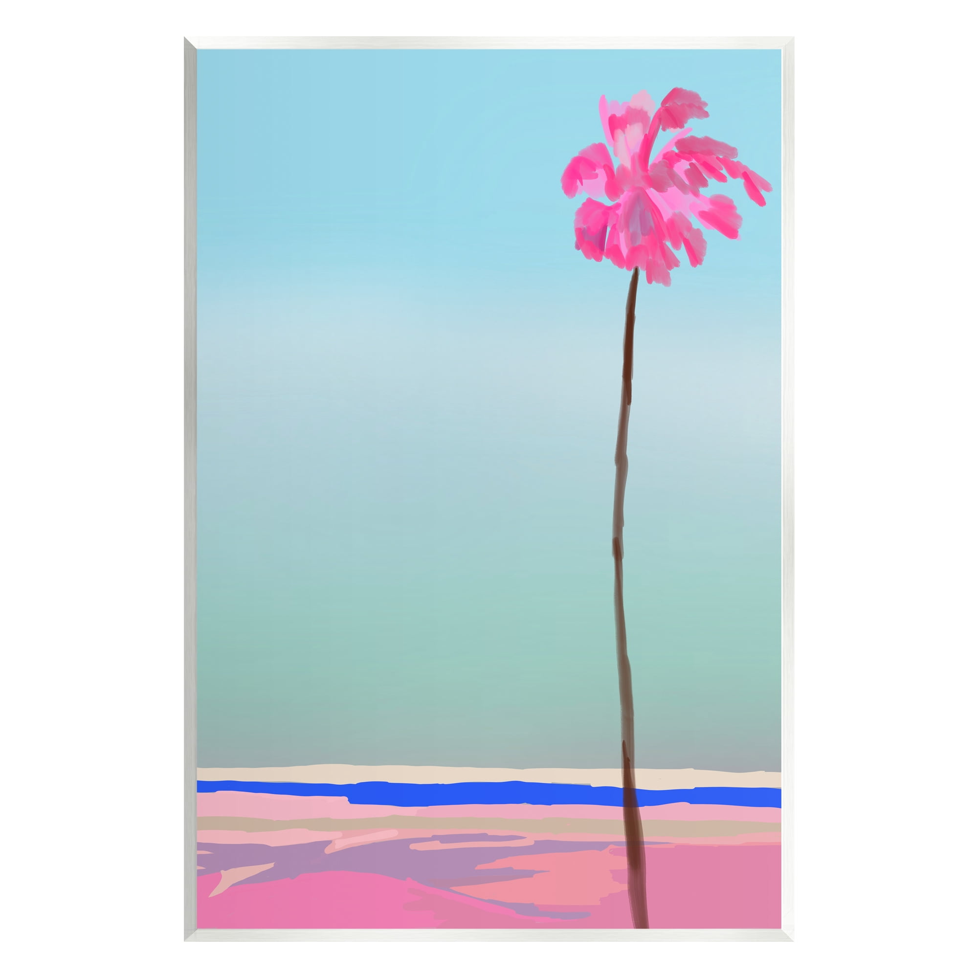 Stupell Industries Pink & Blue Beach Palm Nature Painting Unframed Art Print Wall Art, 10 x 15