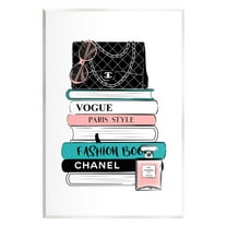 Stupell Industries Pink & Blue Bookstack Beauty & Fashion Painting Unframed Art Print Wall Art, 10 x 15