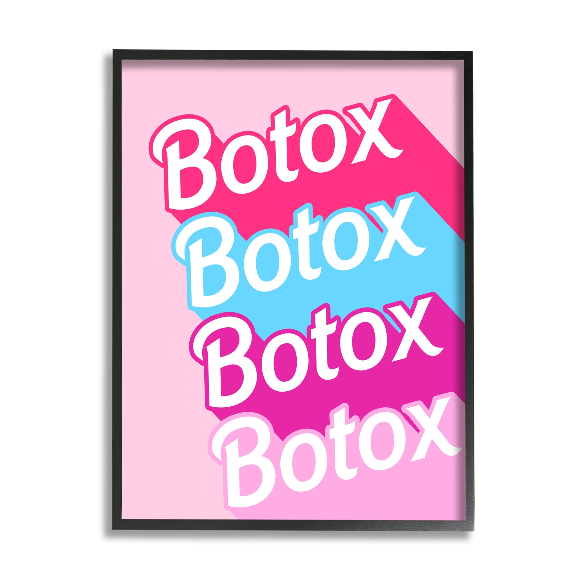 Stupell Industries Pink & Blue Botox Phrase Inspirational Painting Black Framed Art Print Wall Art, 24 x 30