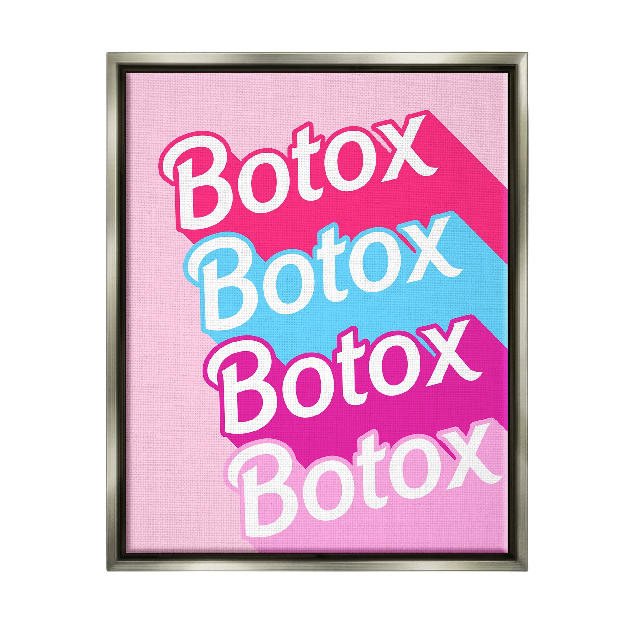 Stupell Industries Pink & Blue Botox Phrase Inspirational Painting Gray Floater Framed Art Print Wall Art, 17 x 21