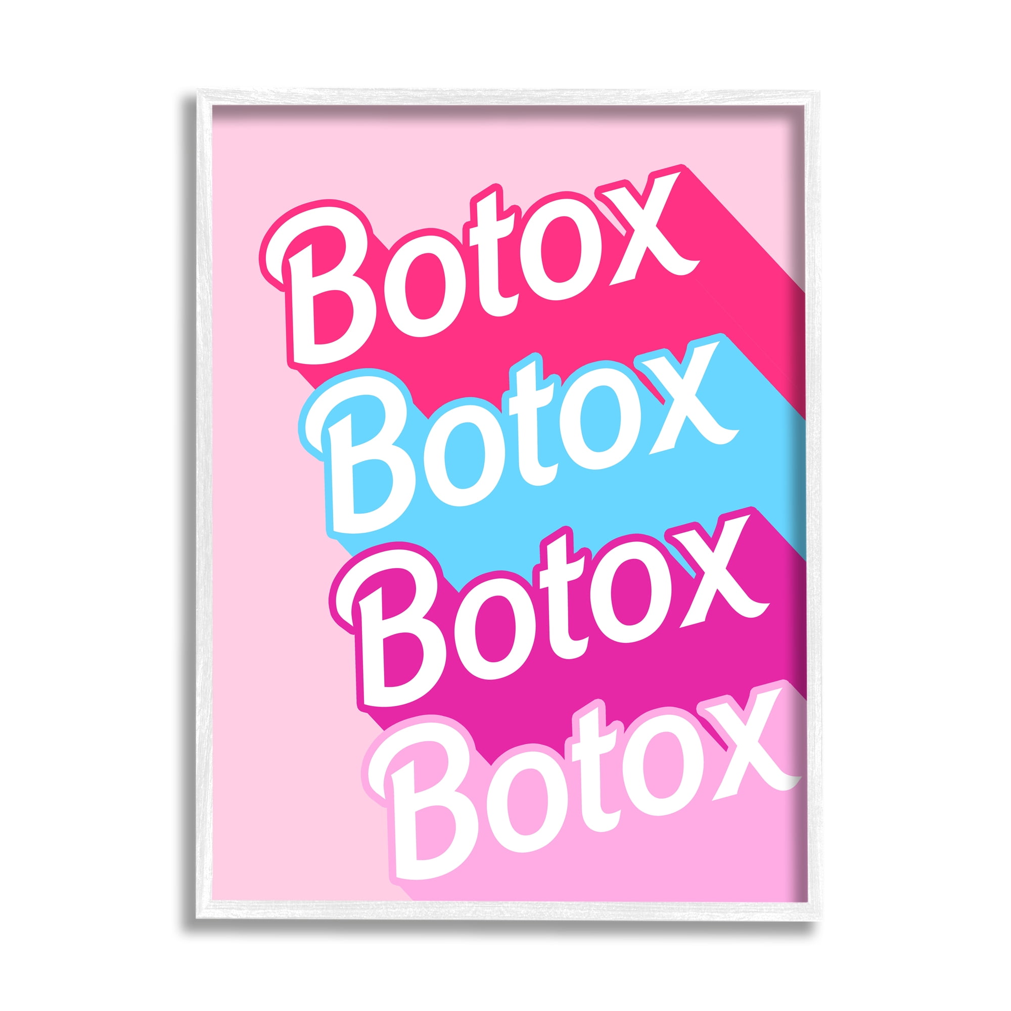Stupell Industries Pink & Blue Botox Phrase Inspirational Painting White Framed Art Print Wall Art, 11 x 14