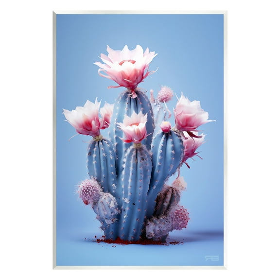 Stupell Industries Pink & Blue Cactus Flowers Botanical & Floral Painting Unframed Art Print Wall Art, 10 x 15