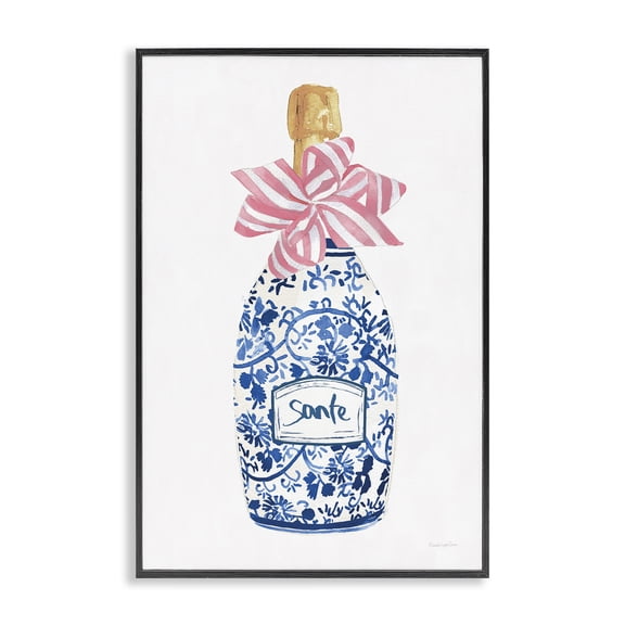 Stupell Industries Pink & Blue Flirty Champagne Black Framed Giclee Art design by Mercedes Lopez Charro, 30 x 20