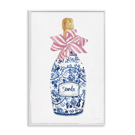 Stupell Industries Shabby Chic Pink & Blue Flirty Champagne White Framed Giclee Art, 12 x 18, by Mercedes Lopez Charro