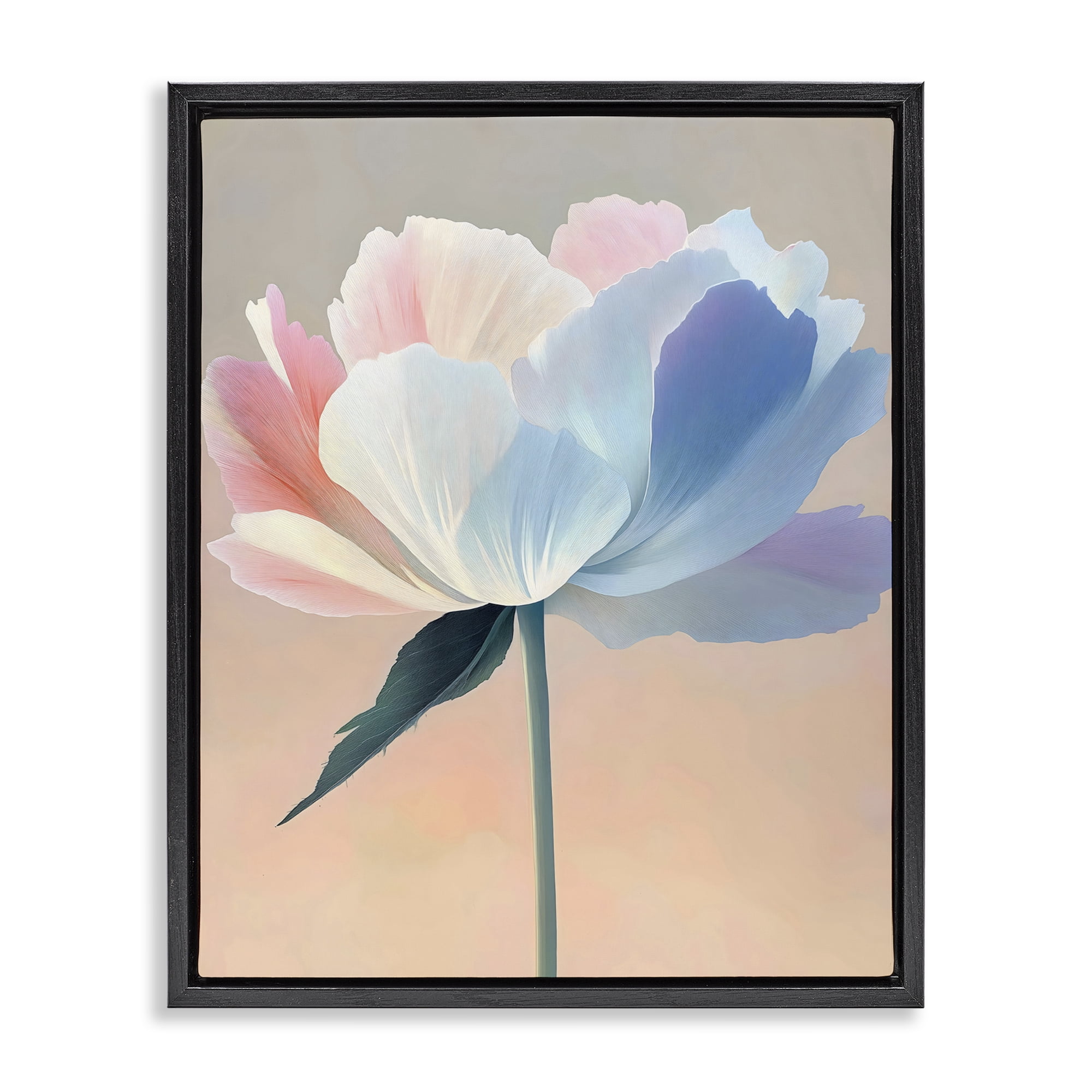 Stupell Industries Pink & Blue Flower Serenity Black Framed Floater Canvas Wall Art, design by The Prints Vibe
