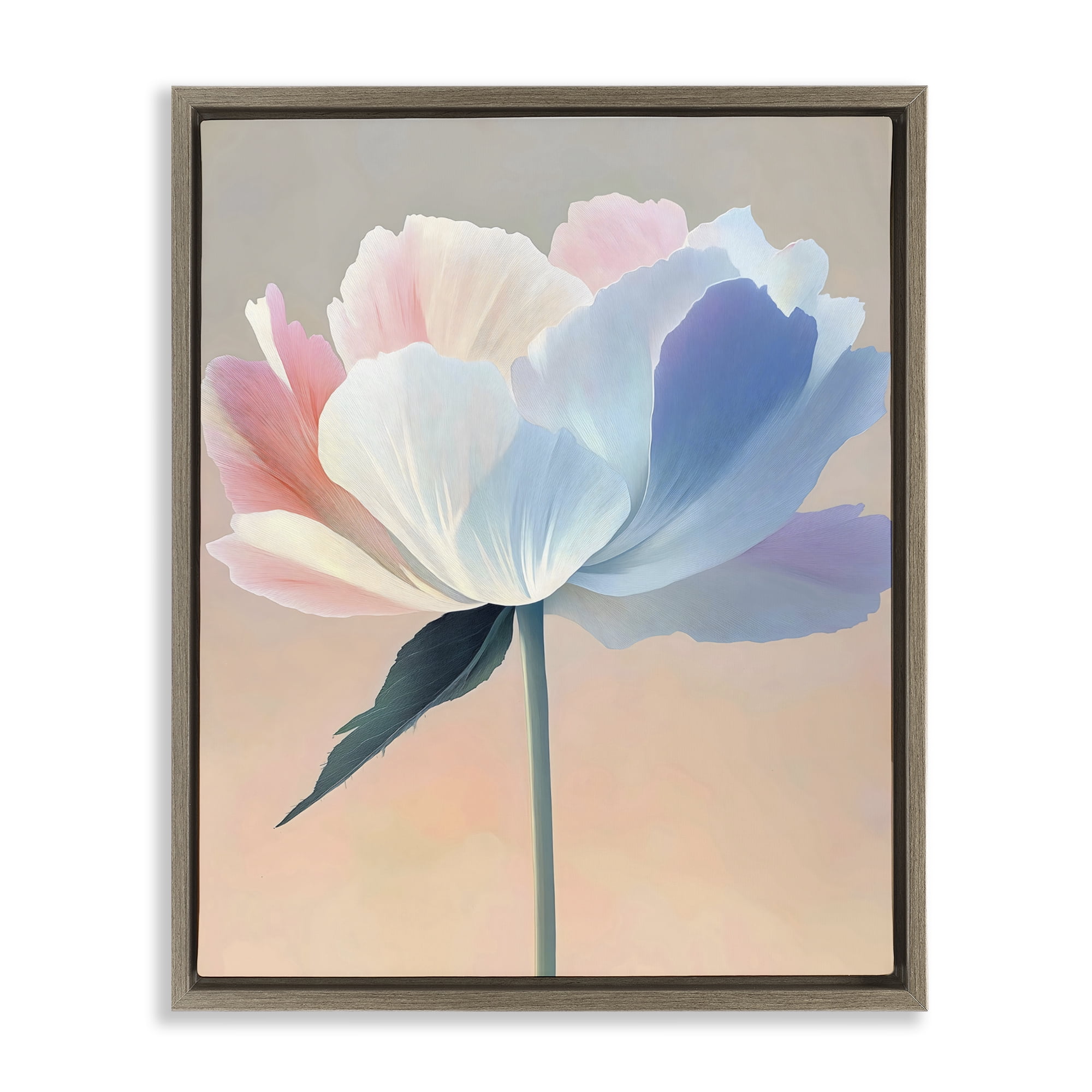 Stupell Industries Pink & Blue Flower Serenity Brown Framed Floater Canvas Wall Art, design by The Prints Vibe