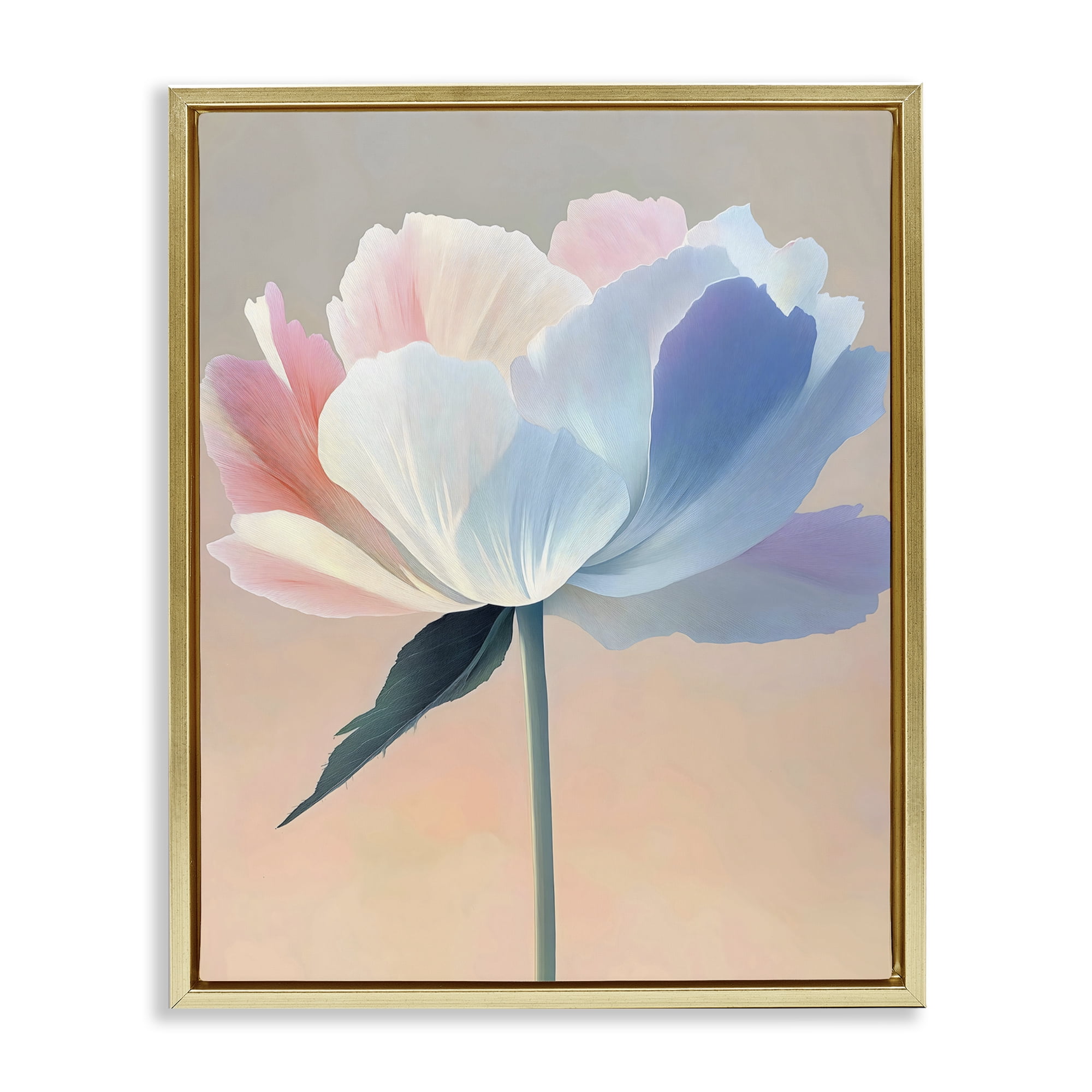 Stupell Industries Pink & Blue Flower Serenity Gold Framed Floater Canvas Wall Art, design by The Prints Vibe