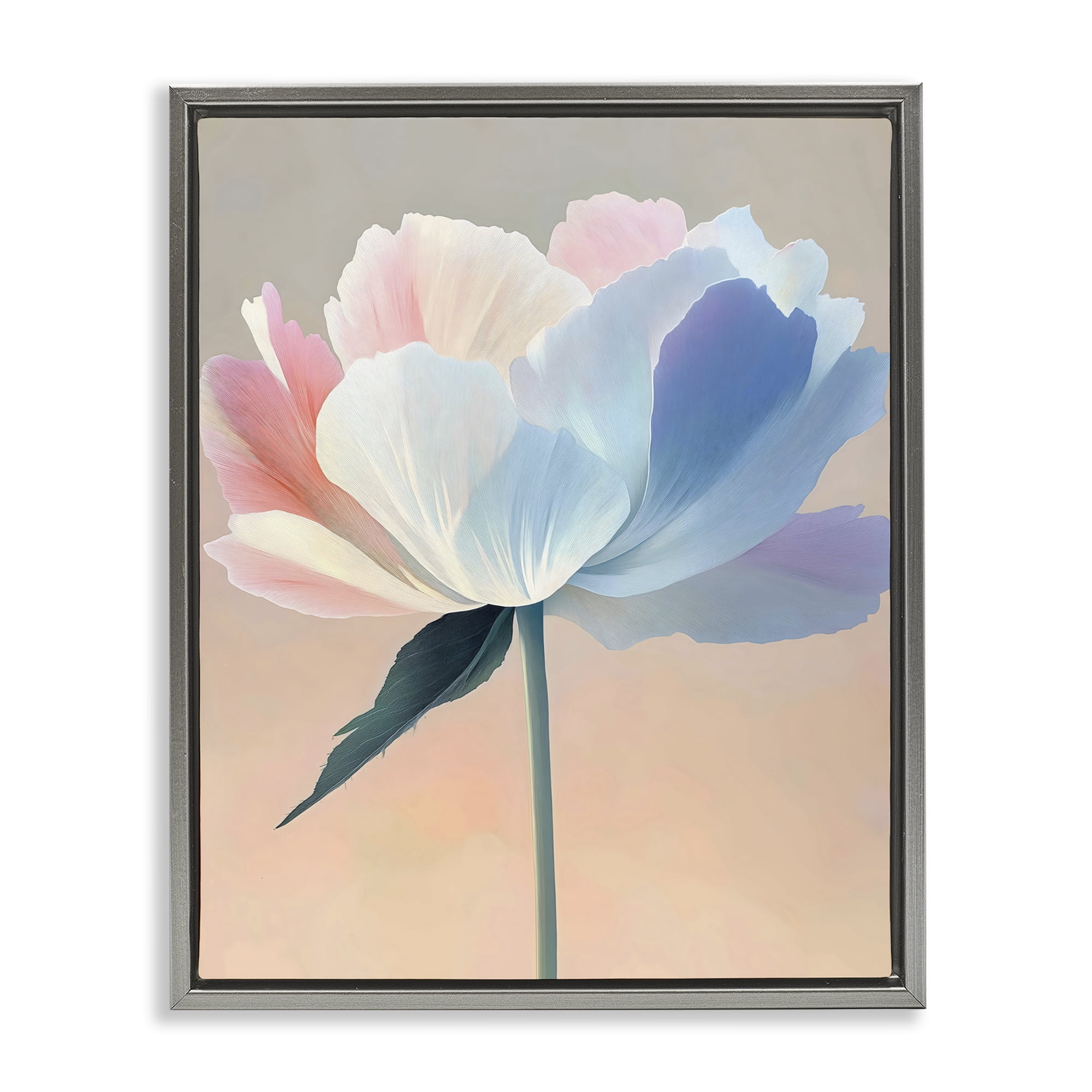 Stupell Industries Pink & Blue Flower Serenity Gray Framed Floater Canvas Wall Art, design by The Prints Vibe