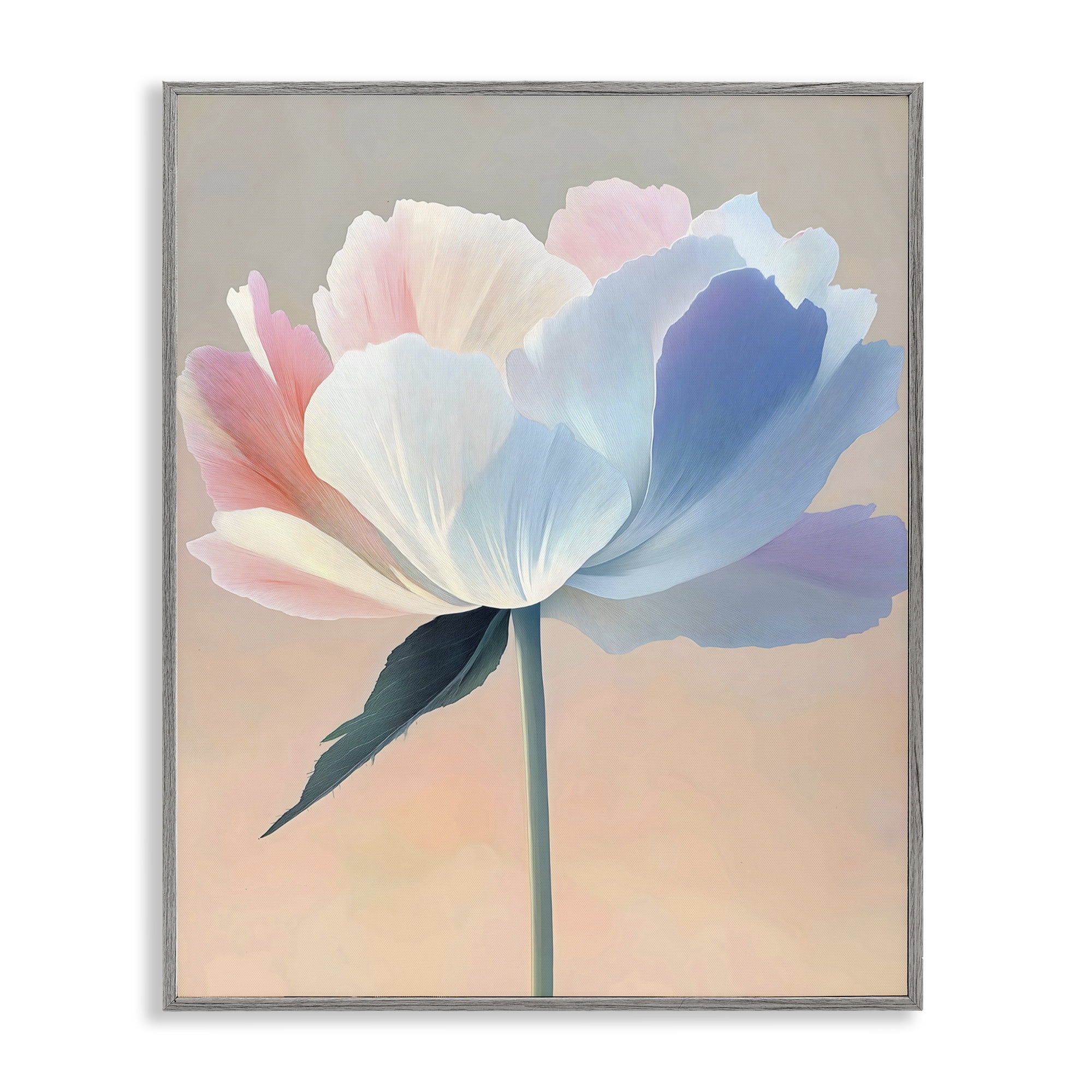Stupell Industries Pink & Blue Flower Serenity Gray Framed Giclee Art, design by The Prints Vibe