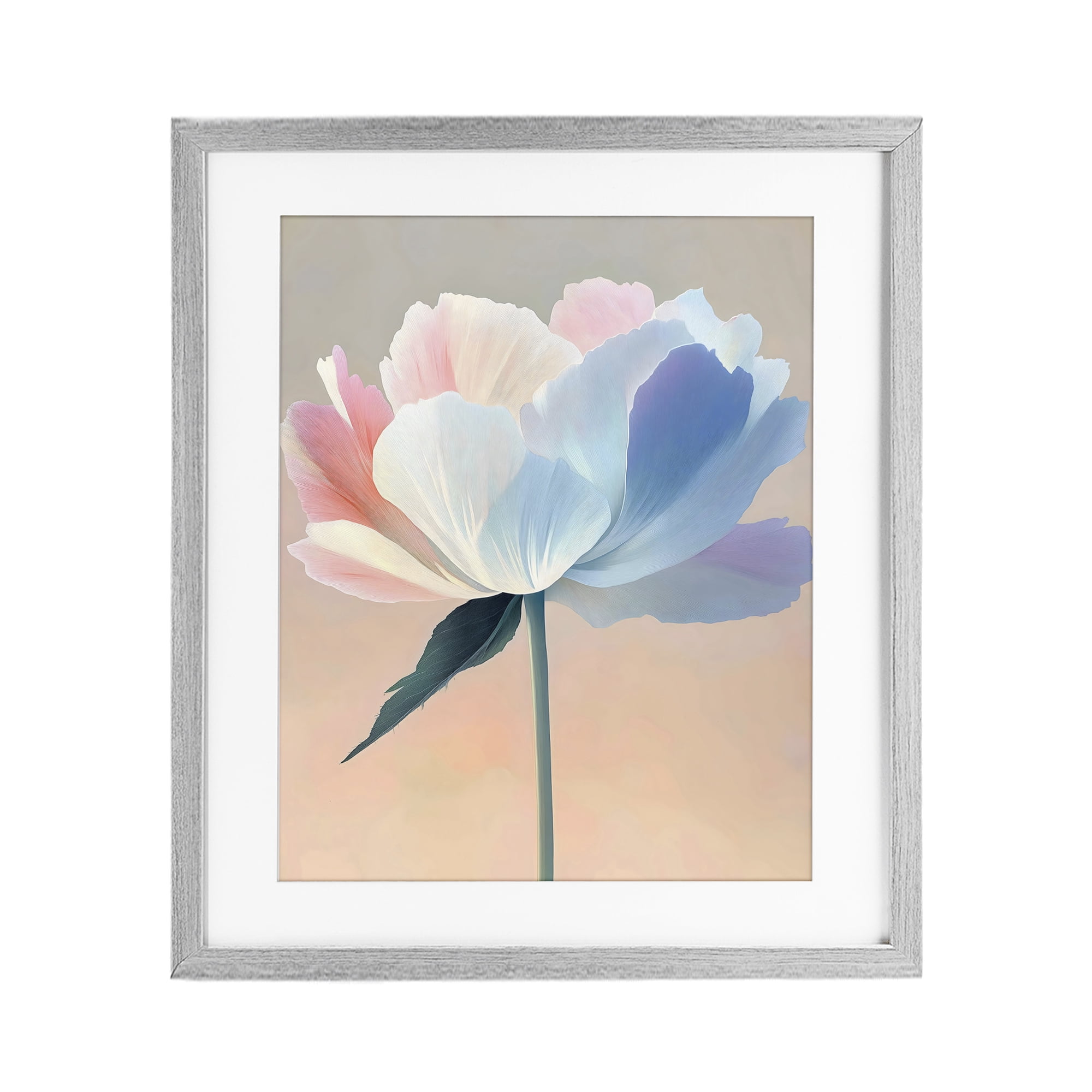 Stupell Industries Pink & Blue Flower Serenity Gray Framed Print Under Glass, design by The Prints Vibe