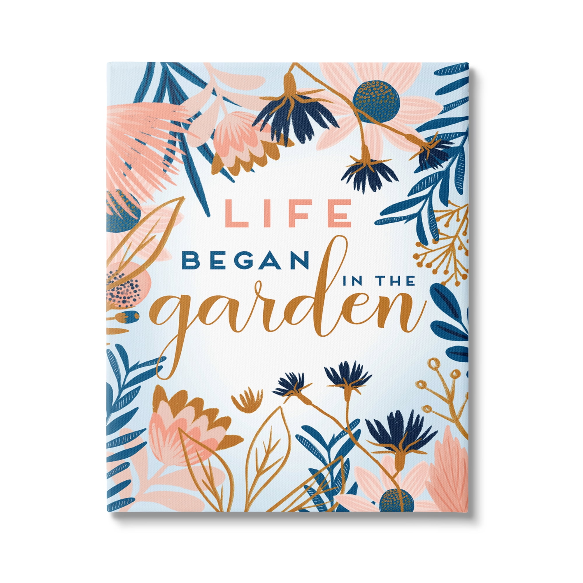 Stupell Industries Pink & Blue Gardening Botanical & Floral Painting Gallery Wrapped Canvas Print Wall Art, 30 x 40
