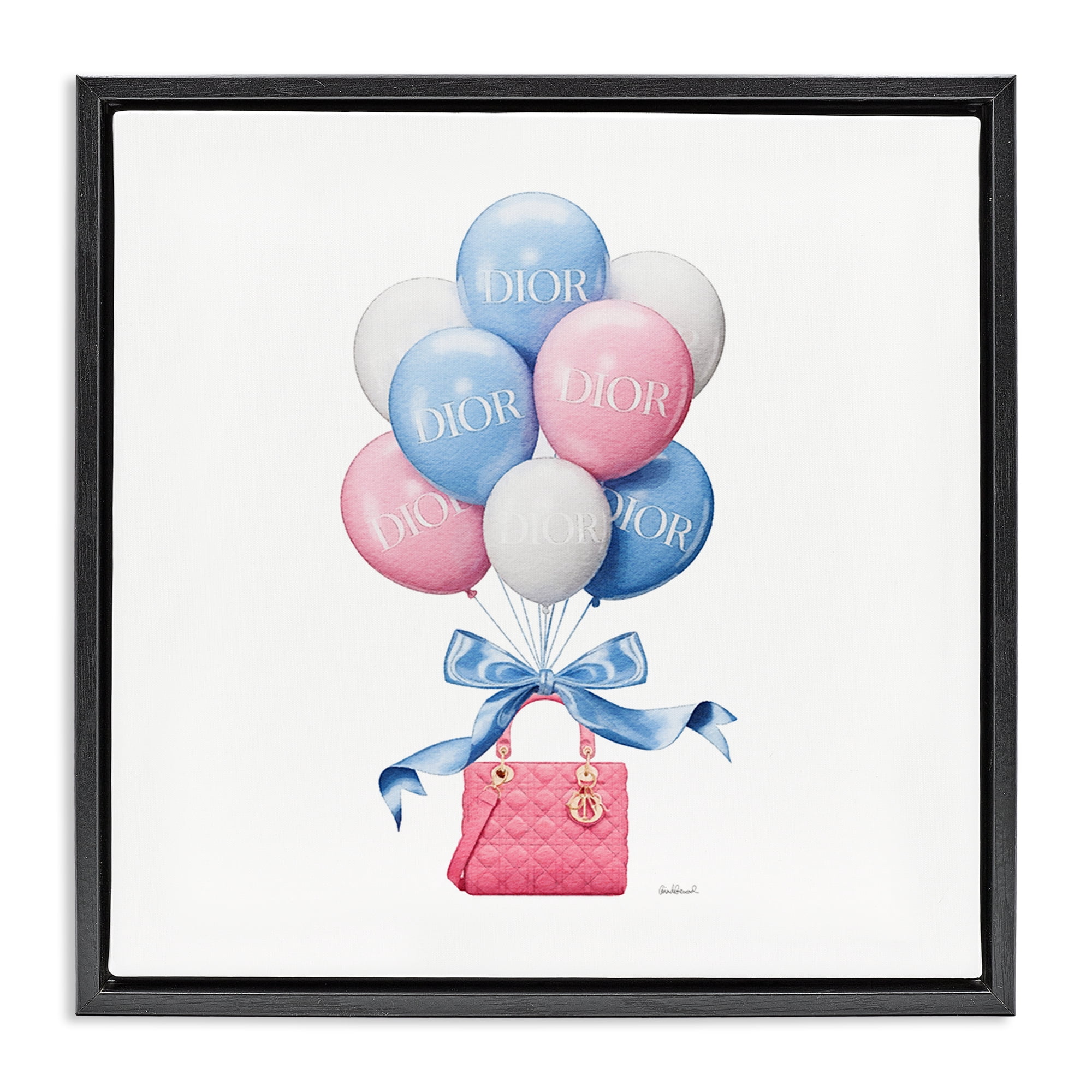 Stupell Industries Pink & Blue Handbag Balloons Black Framed Floater Canvas Wall Art, design by Amanda Greenwood
