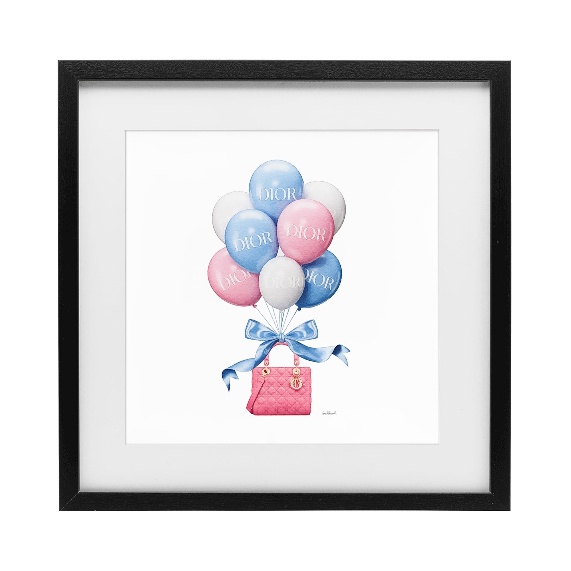 Stupell Industries Pink & Blue Handbag Balloons Black Framed Print Under Glass, design by Amanda Greenwood
