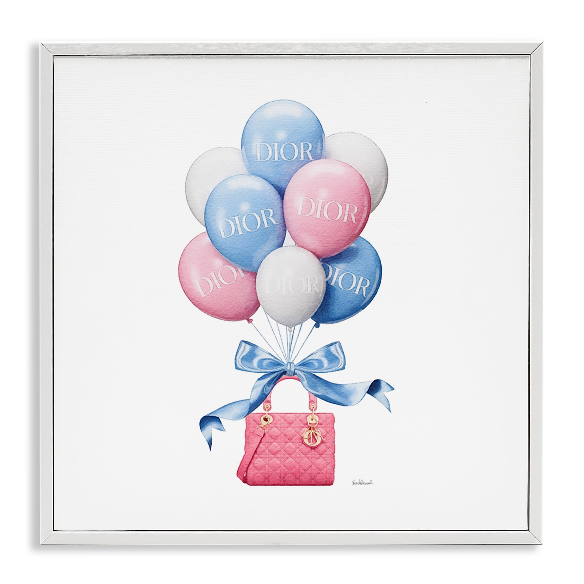 Stupell Industries Pink & Blue Handbag Balloons White Framed Giclee Art, design by Amanda Greenwood