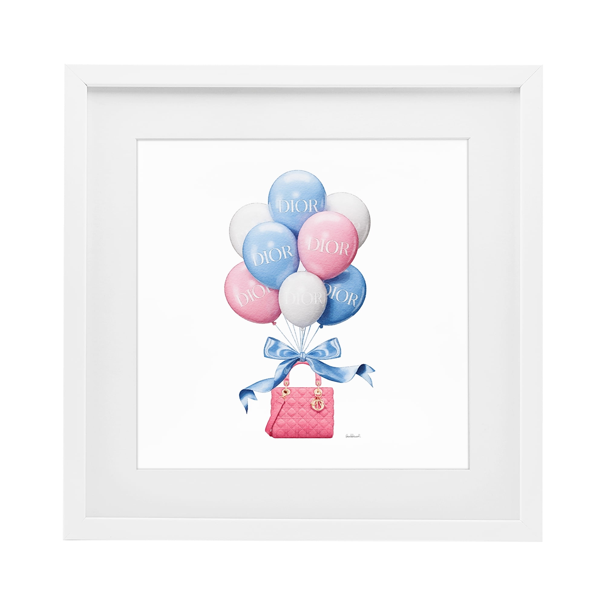 Stupell Industries Pink & Blue Handbag Balloons White Framed Print Under Glass, design by Amanda Greenwood