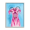 thumbnail image 1 of Stupell Industries Pink & Blue Happy Dog Animals & Insects Painting Gray Framed Art Print Wall Art, 16 x 20, 1 of 8