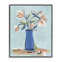 Stupell Industries Pink & Blue Modern Bouquet Plants & Flowers Painting Black Framed Art Print Wall Art, 11 x 14