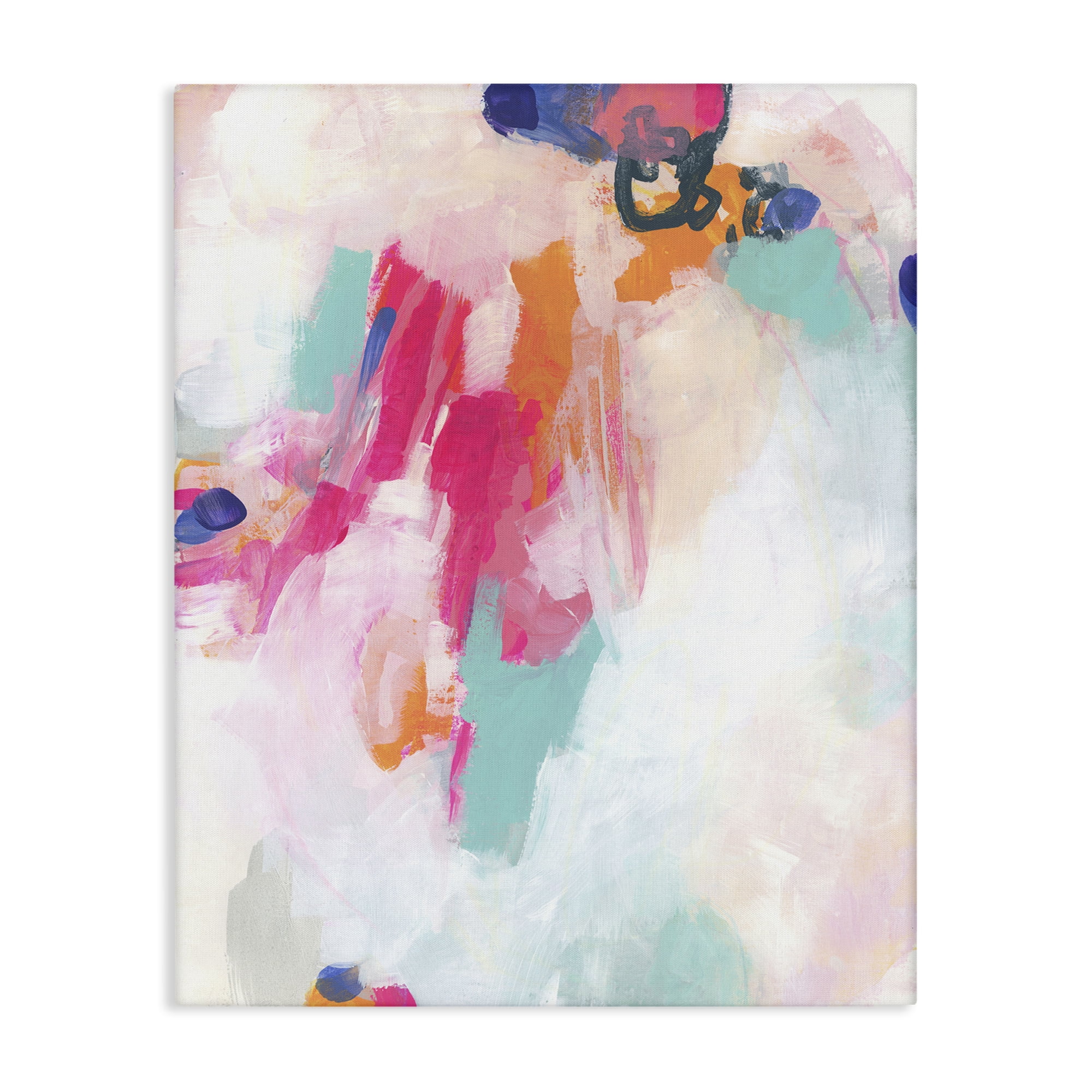 Stupell Industries Pink & Blue Paint Strokes Abstract Painting Wrapped Canvas Art Print Wall Art, 16 x 20