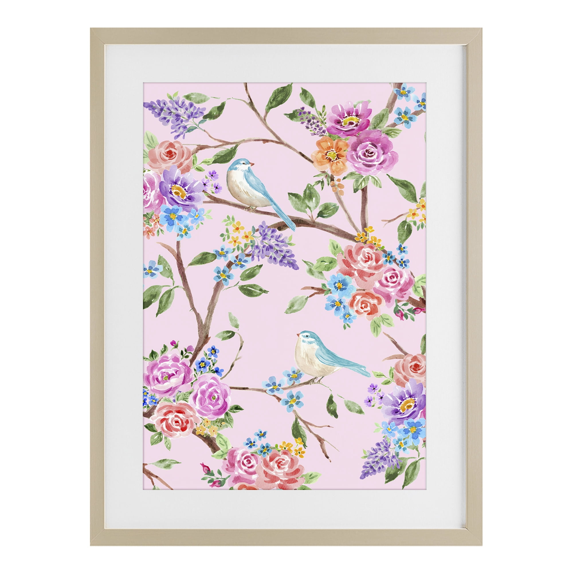 Stupell Industries Pink & Blue Spring Florals Birch Framed Print Under Glass, design by Corinne Haig