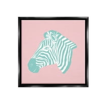 Stupell Industries Pink & Blue Zebra Animals & Insects Painting Black Floater Framed Canvas Art Print Wall Art, 18 x 18