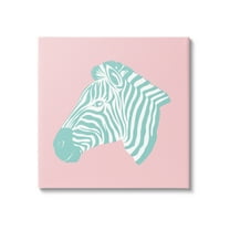 Stupell Industries Pink & Blue Zebra Animals & Insects Painting Gallery Wrapped Canvas Art Print Wall Art, 17 x 17