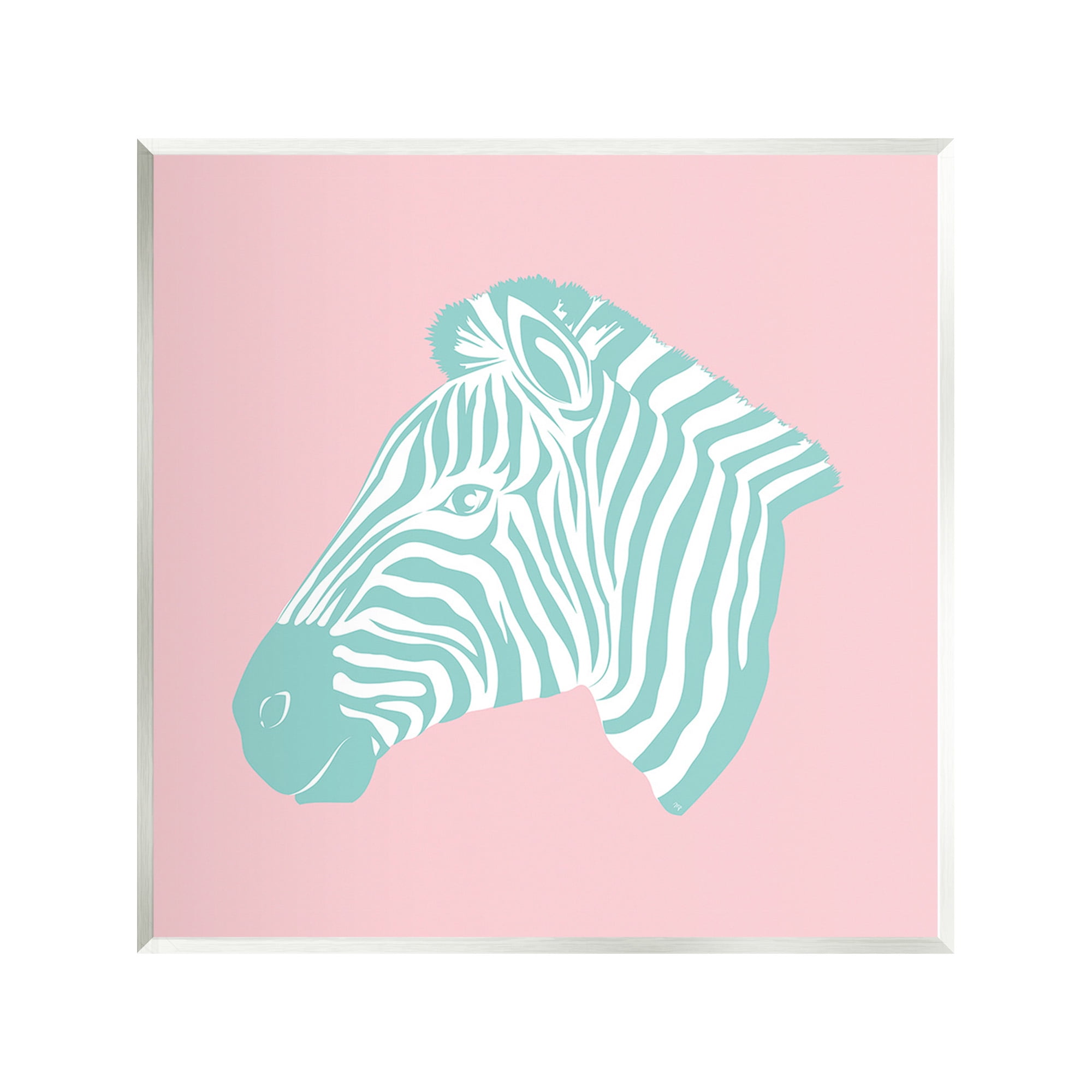 Stupell Industries Pink & Blue Zebra Animals & Insects Painting Unframed Art Print Wall Art, 12 x 12