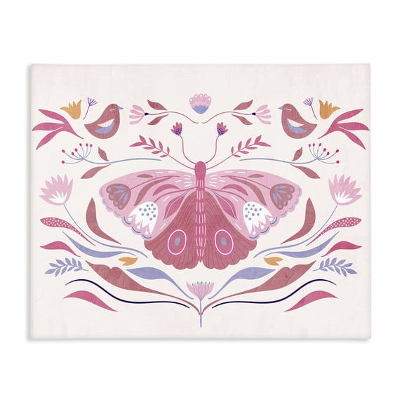 Stupell Industries Eclectic Pink Boho Butterfly Canvas Art, 40 x 30, by Kim Allen