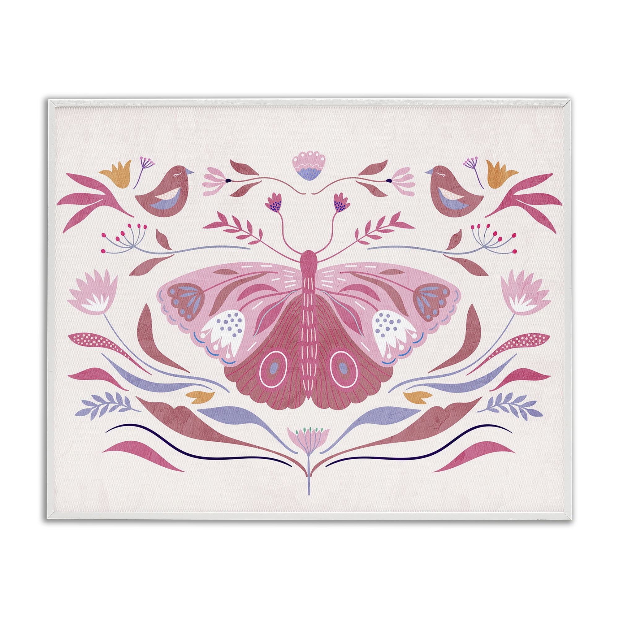 Stupell Industries Pink Boho Butterfly White Framed Giclee Art, design by Kim Allen