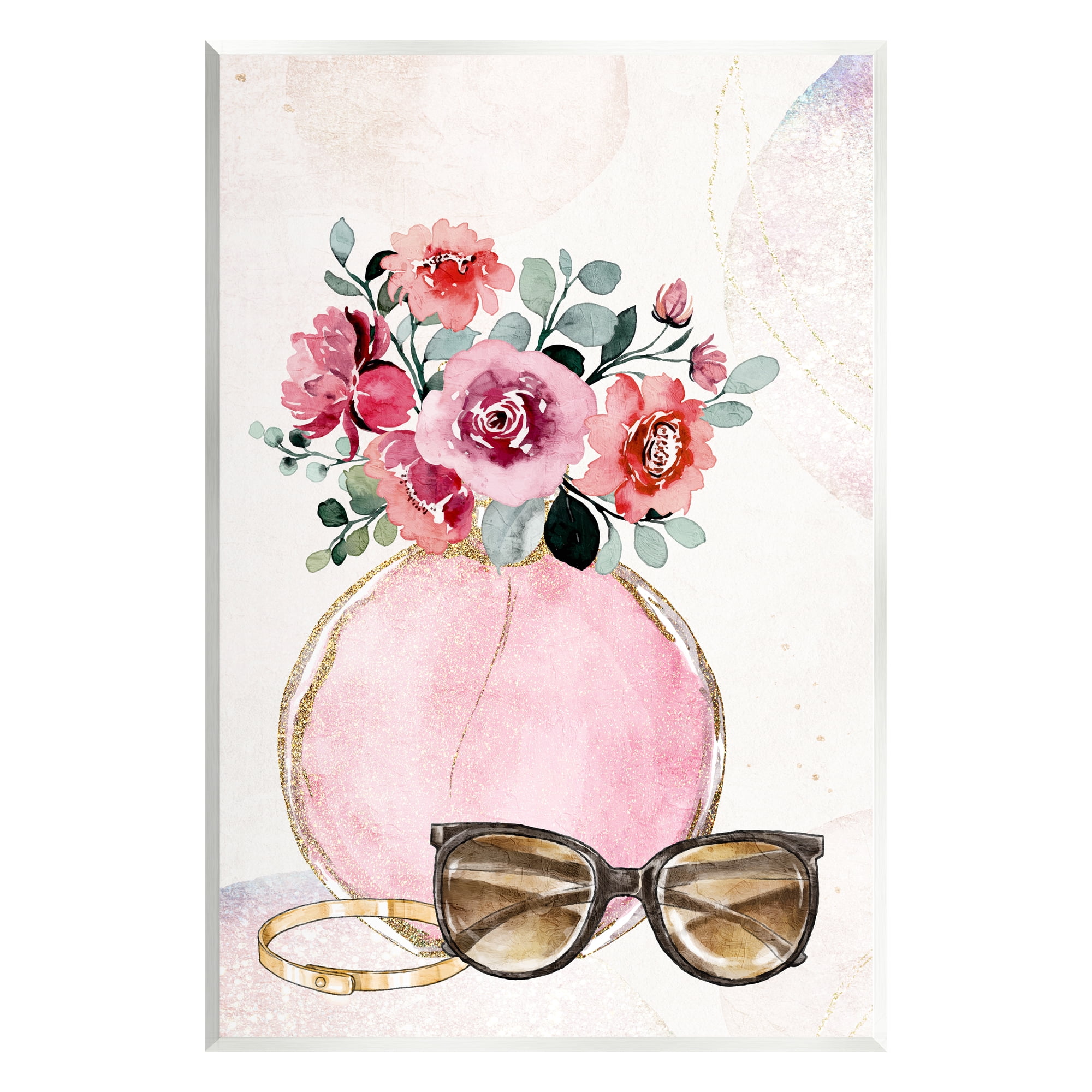 Stupell Industries Pink Bouquet & Sunglasses Botanical & Floral Painting Unframed Art Print Wall Art, 13 x 19