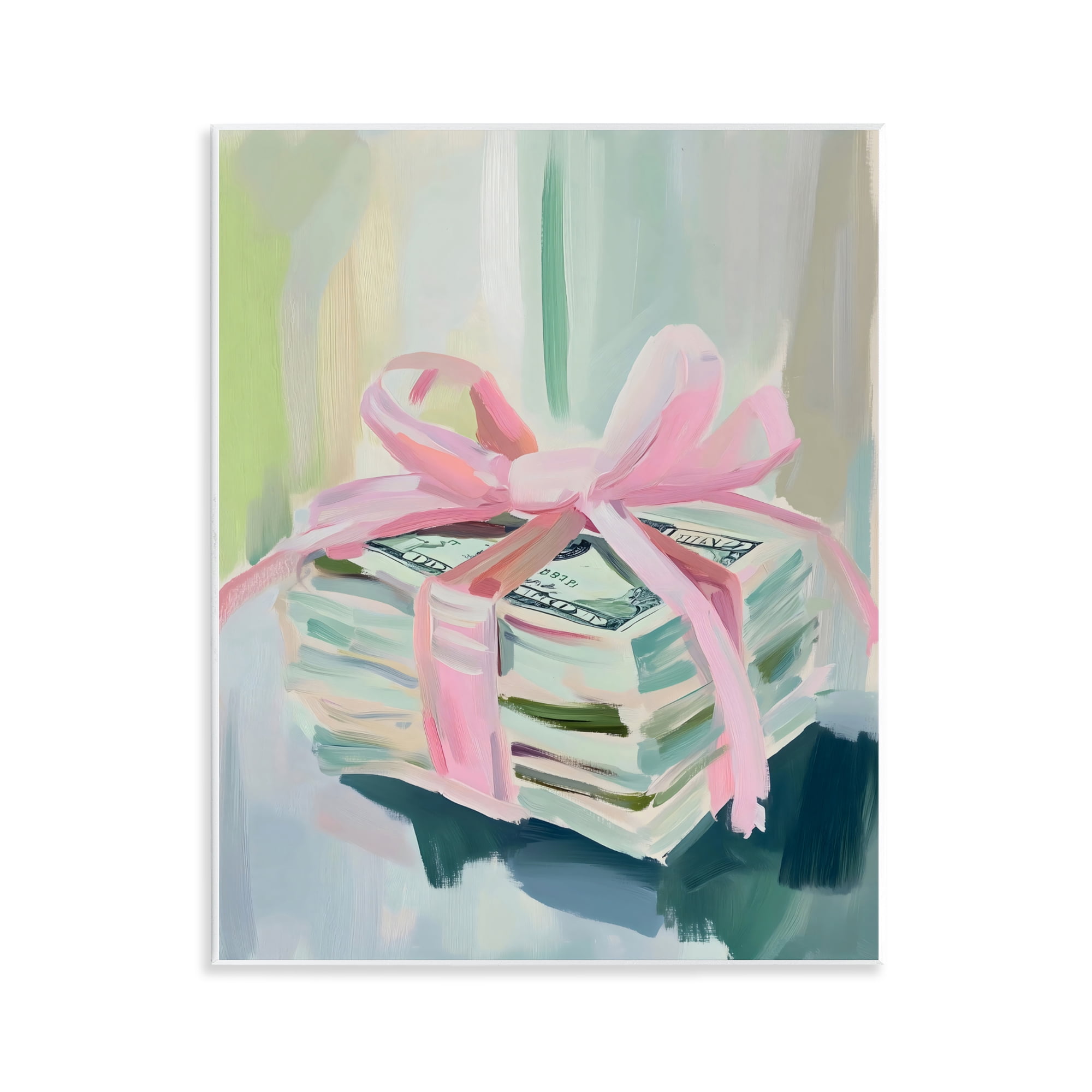 Stupell Industries Pink Bow Cash Bundle Wall Plaque Art, design by The Prints Vibe
